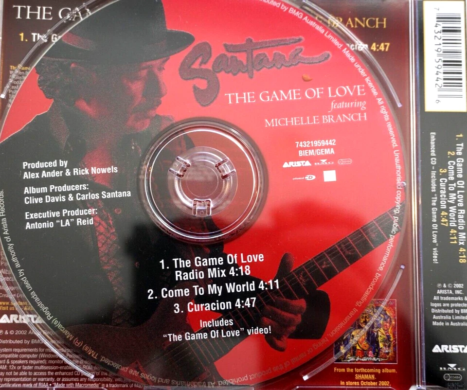 Santana - The Game Of Love - CD Single, VG - Image 2 of 2