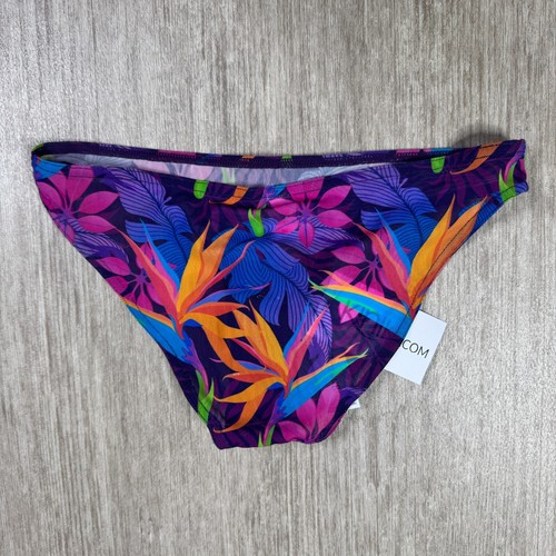 Pantalones de bikini KINIKI bronceados con estampado floral trajes de baño nuevos con etiquetas talla 8 azul púrpura - Imagen 2 de 7