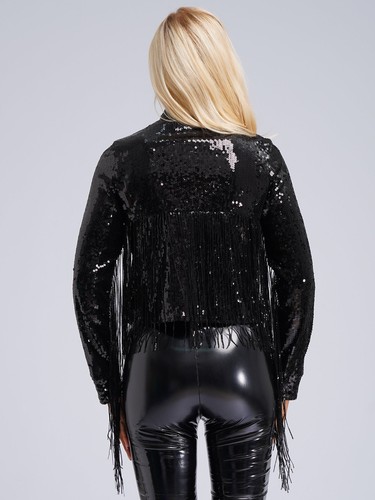 Cappotto donna cosplay giacche streetwear capospalla blazer glitter discoteca nappa - Foto 20 di 45