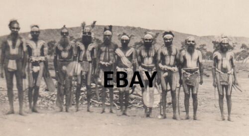 OLD PHOTO Arrente Aboriginal men Ceremonial Body Paint - Central Australia c1920 - Picture 2 of 2