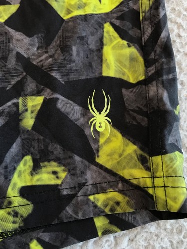 Spyder Swim Trunks Youth XL 18/20 Black Yellow Elastic Waist Pocket Stretch Logo - Picture 11 of 19