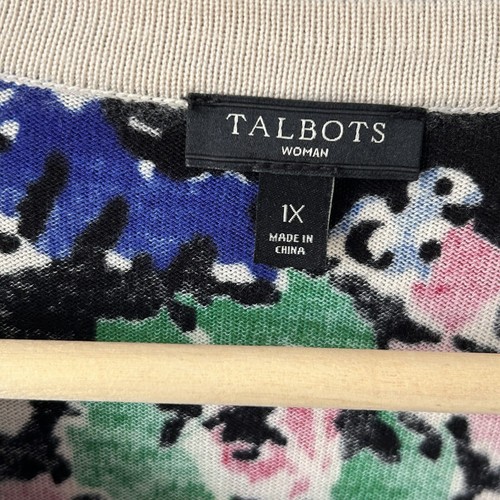 Talbots Strickjacke Pullover Gr. 1x Blumenmuster Baumwolle Viskose bunt Knopfleiste - Bild 4 von 6