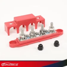 4 Post Busbar Bus Bar Power Distribution Block 12V 250A With Cover 5/16" Red USA