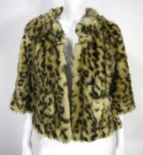 Elevenses Faux Fur Jacket Women Size 0 Brown Animal Print