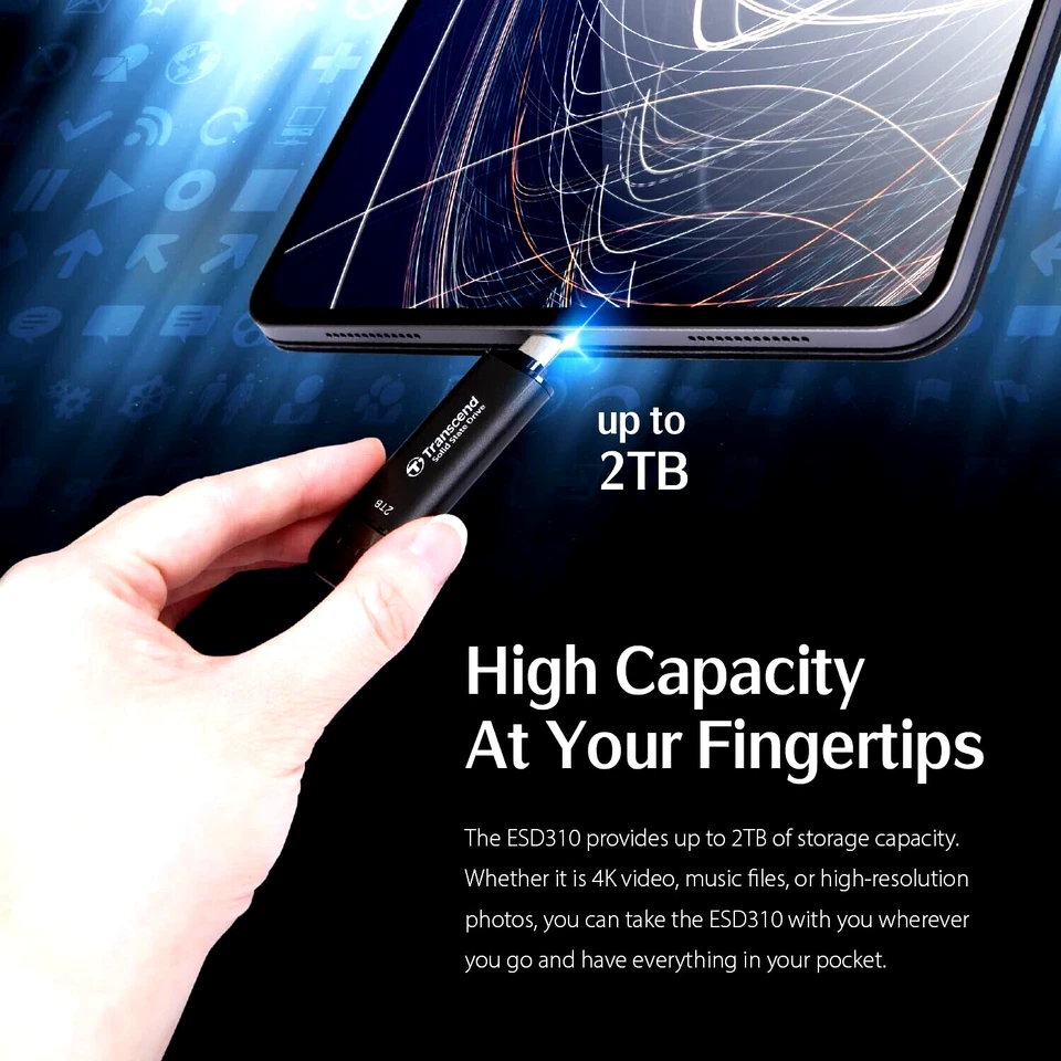 Transcend 256GB Dual USB-Stick 10GbpS-ESD310 Portable SSD Solid State Drive-NEU - Bild 4 von 4
