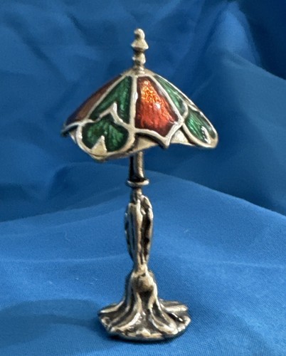 Antique Miniature 800 Silver Lamp Enamel Colorful Lamp 15.2 Grams - Picture 4 of 4