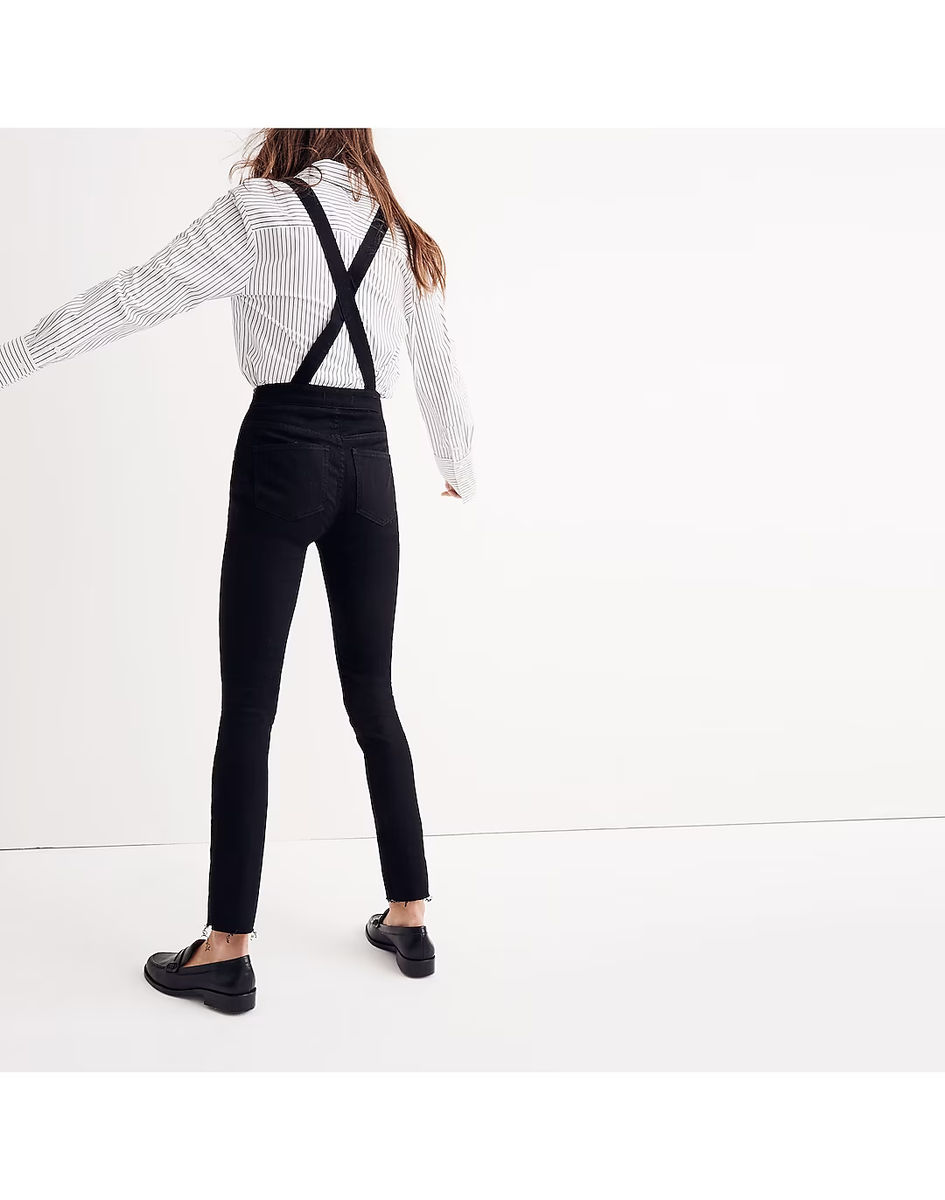 Madewell Black Skinny Overalls: Raw-Hem Edition Cotton Blend Madewell Black Skinny Overalls: Raw-Hem Edition Cotton Blend