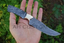 8"CUSTOM HAND FORGED DAMASCUS STEEL HUNTING BLANK BLADE KNIFE FULL TANG AH-.2007