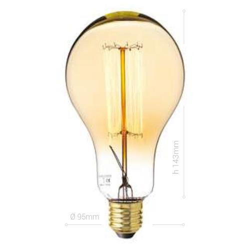 LAMPADINA CARBON, E27, PERA A95, VETRO AMBRATO, 25W, <60 LM, COLORE CALDO 2000K, - Foto 1 di 1