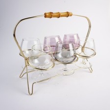 Glashalter goldfarben mit Griff Mid Century Vintage 60er für 6 Gläser