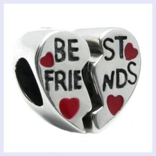 2pc Set Sterling Sliver Best Friend Love Red Apart/ Together European Bead Charm