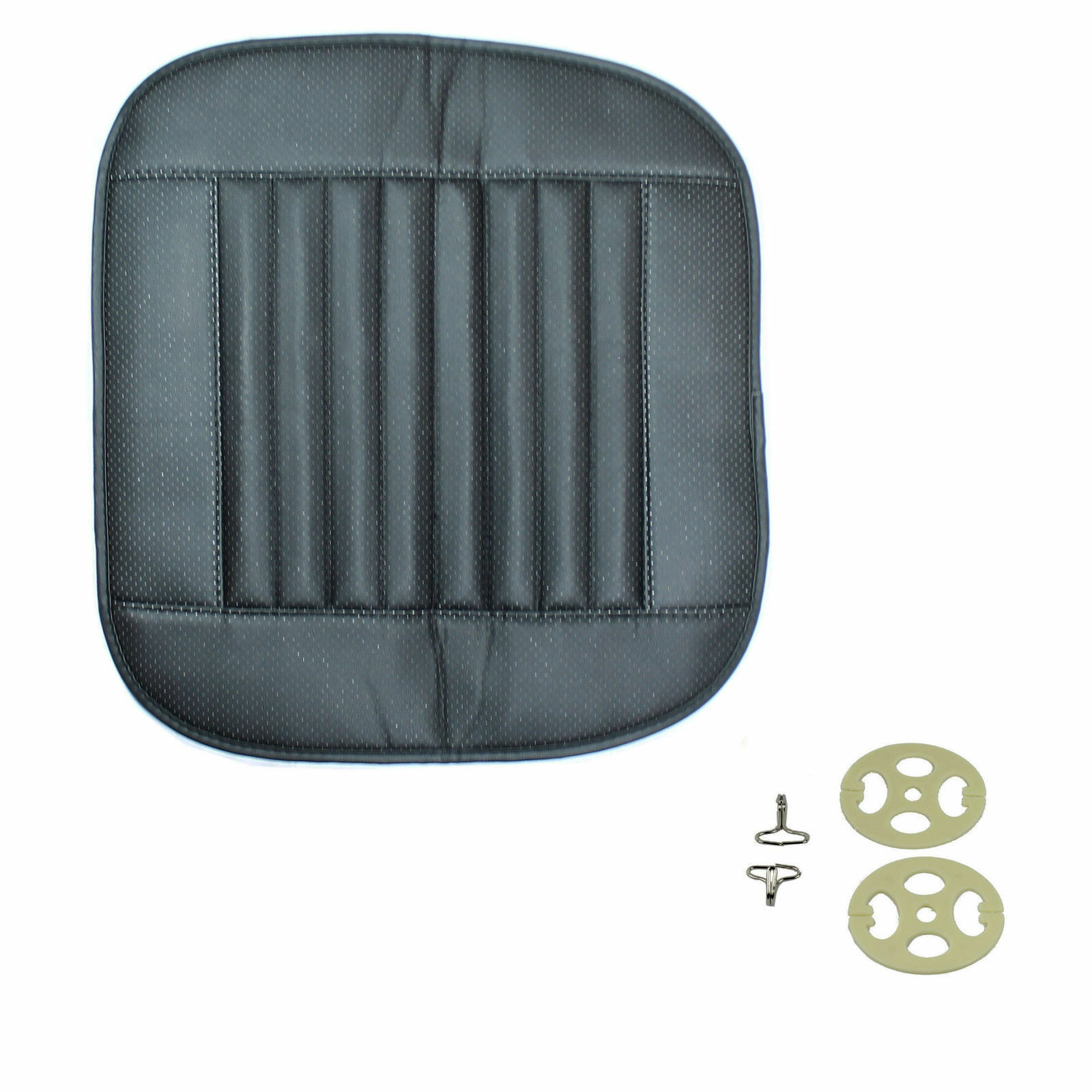 Breathable PU Leather Charcoal Car Seat Cushion Cover – Front Seat Protector With Storage Pockets