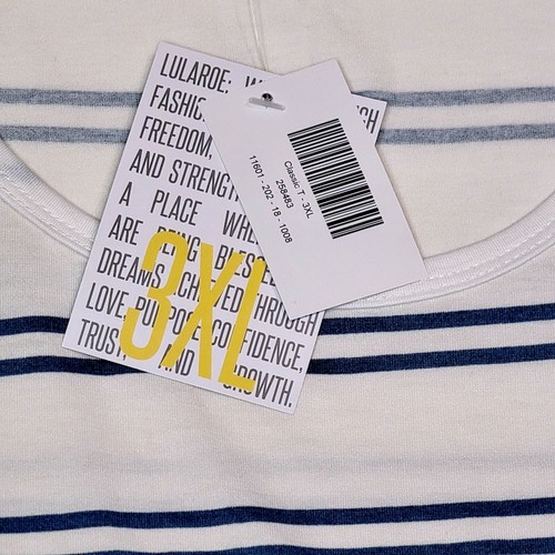 LuLaRoe Stripe Classic T 3XL Blue White NEW Women's Short Sleeve Tee Top - Imagen 3 de 9