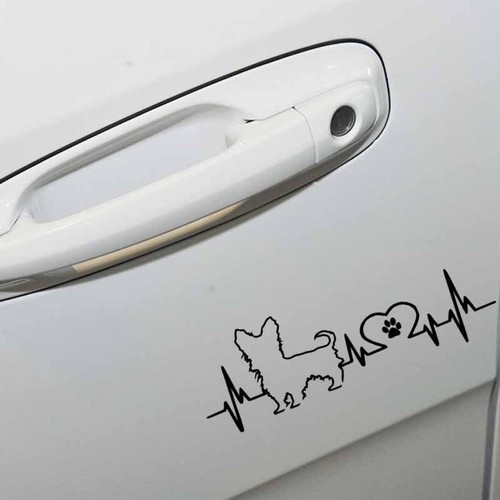 Yorkshire Heartbeat Pfote Hund Aufkleber 2 Stck. JDM Decal Auto Sticker 20 cm - Picture 3 of 4