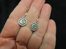 Vintage Sterling Silver Moon & Star Dangle Pierced Earrings
