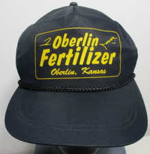 Oberlin Fertilizer Kansas Black Yellow Vintage Mesh Breathable Snap Back Rope