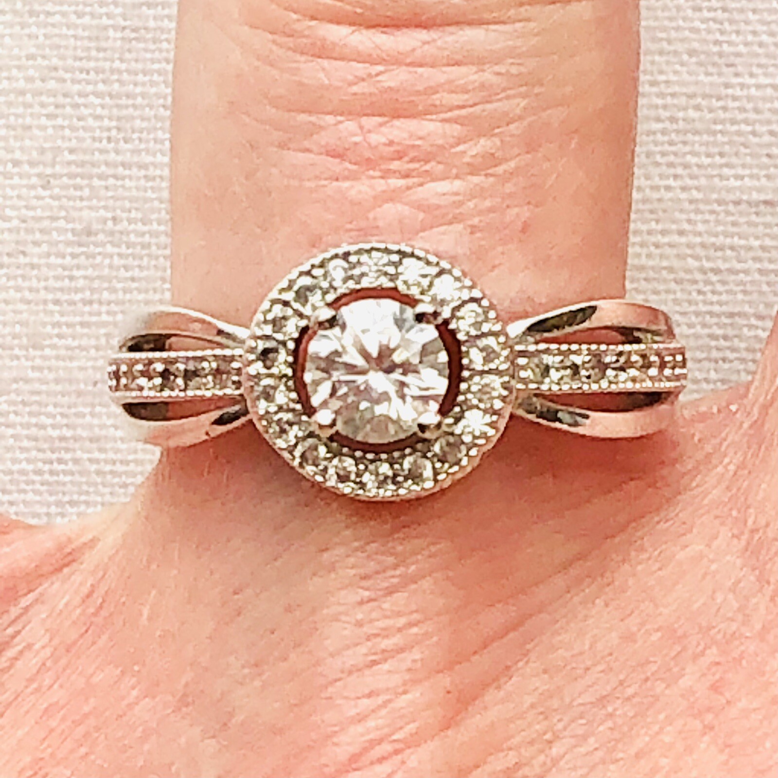 Art Deco Style CZ Engagement Round Cut Cocktail Ring Marked RSC Size 7 ...