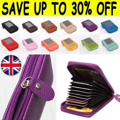 Leather RFID Card Holder Purse Women Men Outdoor Wallet Credit Card Organizer UK