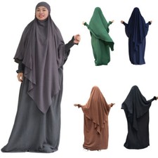 2pcs Women Muslim Burqa Kaftan Overhead Khimar Hijab Islamic Abaya Caftan Prayer