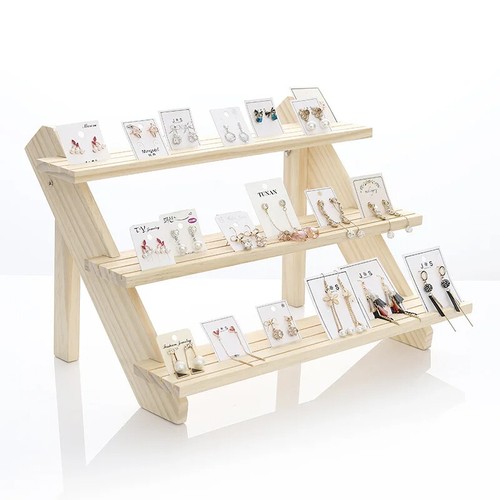 3/4/5 Tiers Wooden Earring Display Rack Jewelry Rings Shelf Watch Stand Holder - Picture 14 of 16