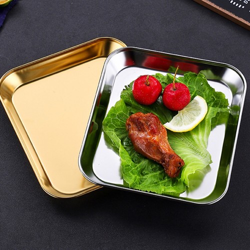 Edelstahl Speiseteller Obst Aufbewahrung Lebensmittel Baby Mahlzeit Tablett Grill Fleisch - Bild 10 von 12
