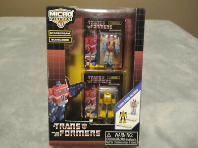 Micro Figures The Transformers Starscream & Bumblebee with Figure Stand NEW BOX