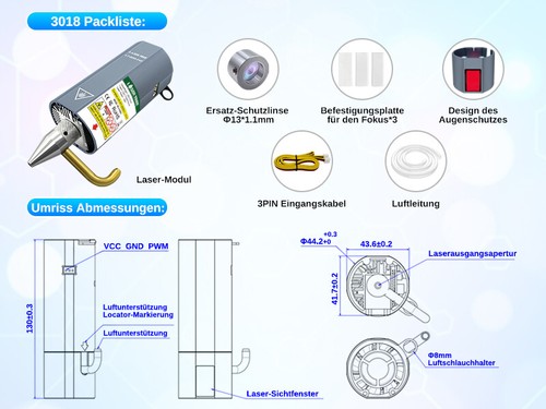 10W optische Leistung Lasermodul Kit für CNC3018 Maschine, 12V Lasergravur-Modul - Bild 7 von 11