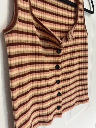 Madewell Women Square Neck Knitted Sleeveless Tank Top Crop Top Size  XXS - Picture 2 of 5