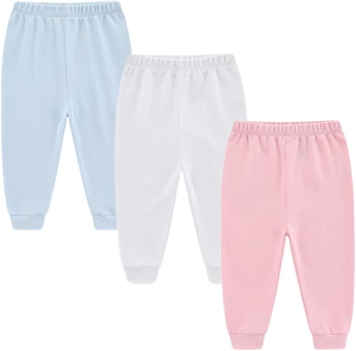 Unisex Newborn Baby Cotton 4-Pack Pants Embroidery Pringting Casual Leggings 0-2