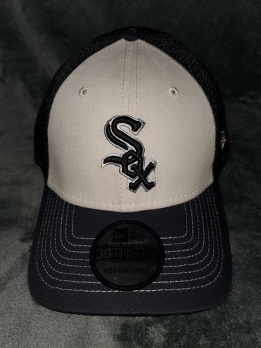 NUEVA ERA 39 TREINTA CHICAGO BLANCO SOX 2 TONOS MALLA SOMBRERO MEDIANO GRANDE NEGRO PIEDRA NUEVO - Imagen 2 de 7