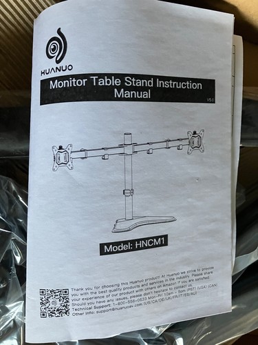 NO RESERVE! NEW IN BOX HUANUO DUAL MONITOR TABLE STAND - BLACK - Afbeelding 9 van 17