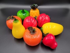 Vintage Blown Glass Fruit 9 Pieces Apple Pear Peach Pineapple Mango Strawberry 