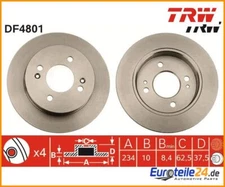 2pcs Brake Disc TRW DF4801 for Kia Picanto Hyundai i10