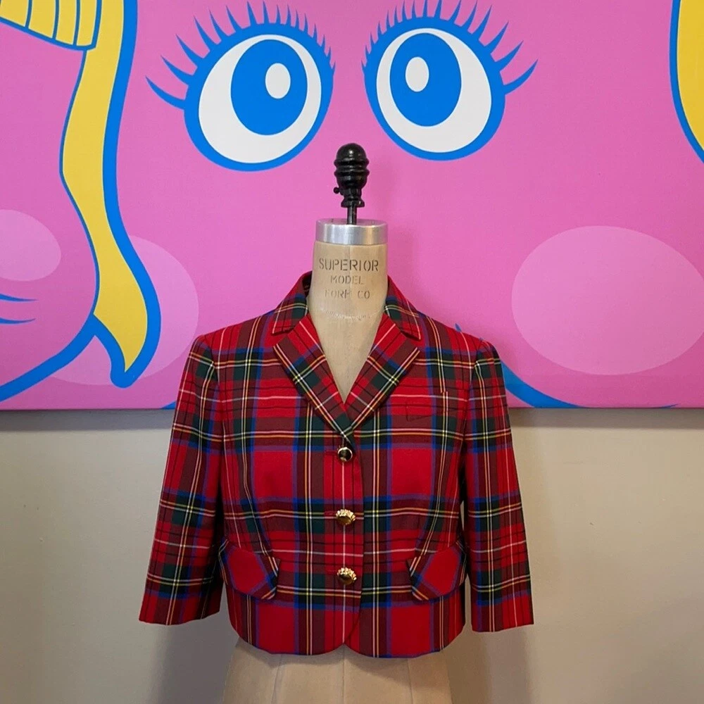 Moschino Giacca a quadretti Lana Rossa Economica Chic