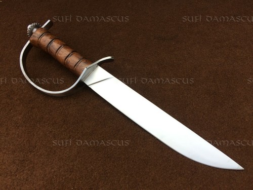 SUFI's Custom Handmade Carbon Steel D Guard Bowie, Cobra Bowie, Medium - Picture 3 of 5