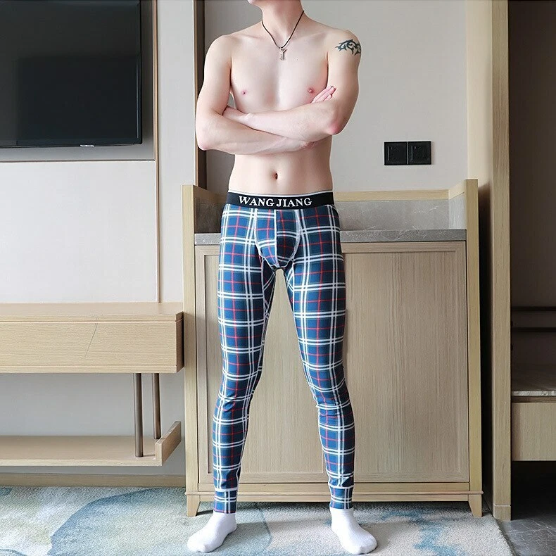 Men Long Johns Thin Elastic Long Underwear Cotton Print Gay Underwear  Legging