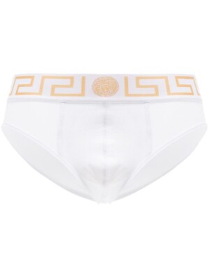 NIB Versace Mens Greca Border Brief underwear White Size 6