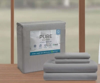 Pure Earth Tencel Blend 4-piece - King - Sheet Set 300 TC Gray Brand New