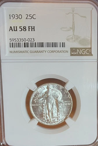 1930 NGC AU58 FH! PQ! Standing Liberty Silver Quarter