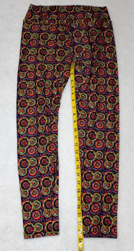 LuLaRoe Purple Neon Green Red Geometric Circles Leggings One Size - Picture 5 of 7