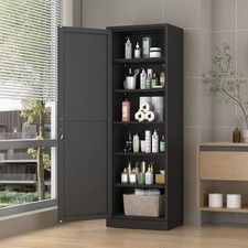 67" Tall Metal Locker Cabinet Locking Storage 1 Door Black Narrow Office Gym