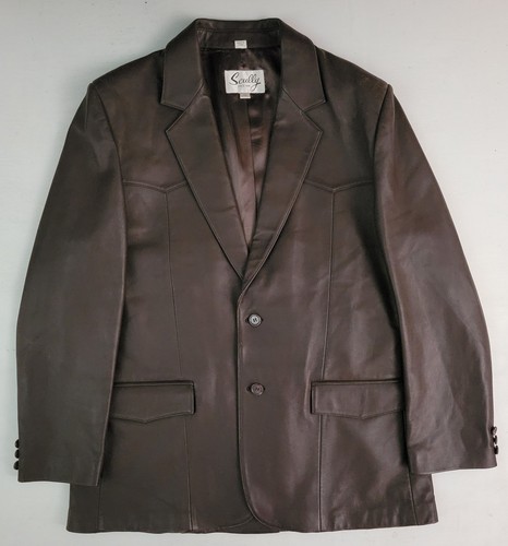SCULLY Brown Leather Western Sport Coat Southwestern Blazer Jacket Size 44 NICE - Picture 8 of 9