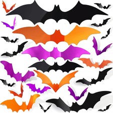 140PCS Halloween Bats Wall Decor, Bats Decoration, 5 Sizes 3 Colors Bat Decor Pa