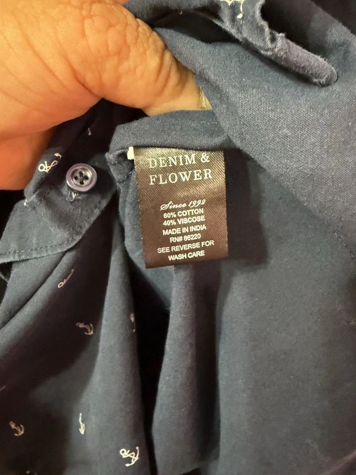 Denim & Flower Ricky Singh Boys' Blue Shirt Size 13/14 Short Sleeve - Image 3 of 3