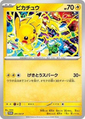 【PSA10】ピカチュウ PROMO 291/SV-P ジムイベント Pikachu 291/SV-P PROMO Pokemon Card 2025 Gym Event Japanese