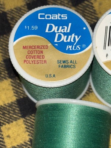 3 Lot New J&P Coats Dual Duty Thread #305A Vivid Jade Sews All Fabrics 300 Yd Ea - Picture 2 of 4