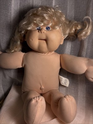 Vintage Cabbage Patch Kids Puppe 1987 blonde Zöpfe blaue Augen HM + CPK T-8