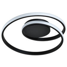 Modern Single Loop Strip Flush LED Powered Ceiling Light Fitting in Black San...