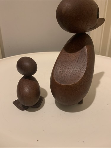 LOT OF 2 Hans Bolling Carved Wooden Duck Duckling Denmark Lrg Sm Foot Missing - Picture 13 of 15