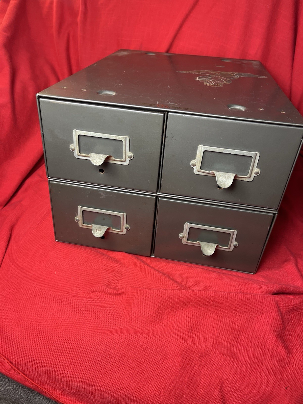 Card Catalog Filing Cabinet Industrial Index Vintage Yawman Erbe Metal 4 Drawer
